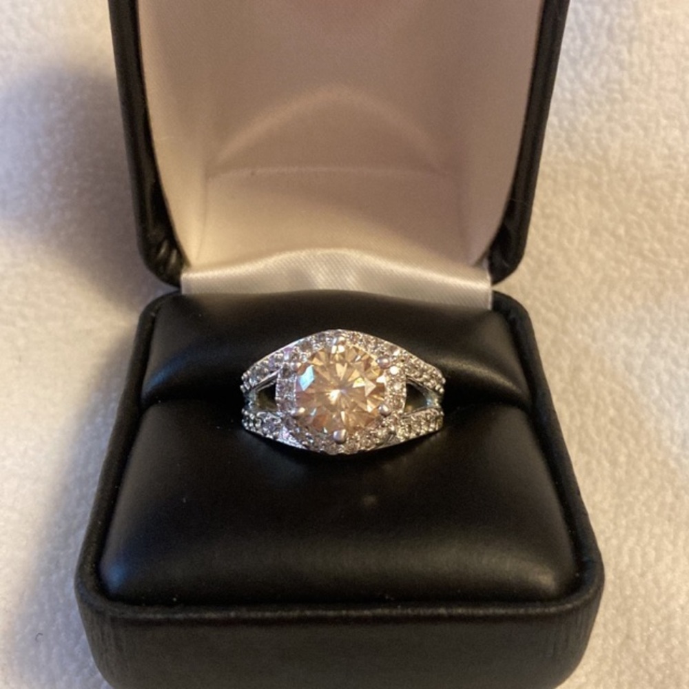 Gorgeous 4.35CT Genuine Champagne Diamond Ring Size 8